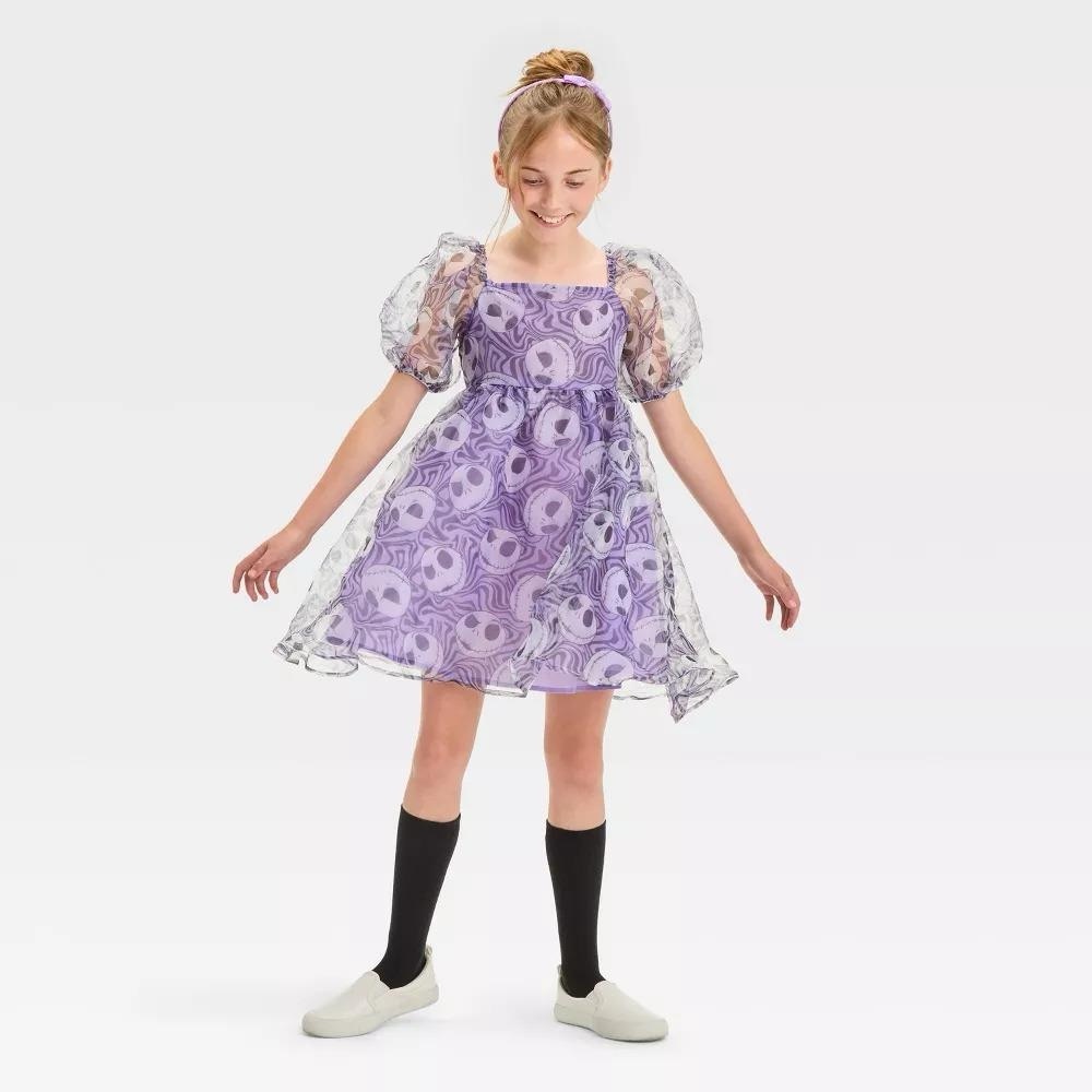 NWT Jack Skellington Halloween Short Puff Sleeve Dress size large (10/12)